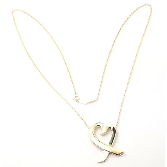 Authentic! Tiffany & Co Picasso 18k Yellow Gold Large Heart Pendant Neck… - Picture 2 of 9